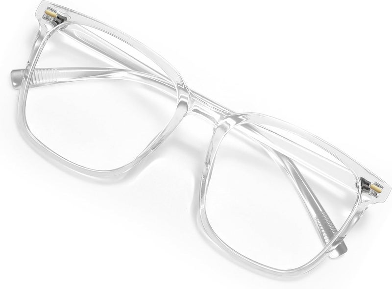 MACJERO Oversized Square Blue Light Blocking Glasses for Women Men, Anti-Fatigue Computer Monitor Gaming Glasses Reduce Eye Strain(transparent) - Image 1